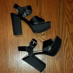 Black Platform Chunky Heels